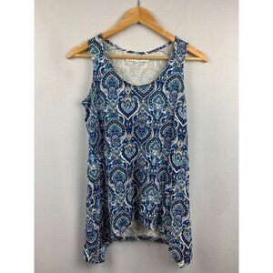 Giuliana Rancic Blue & White Paisley Sleeveless Tank Top S